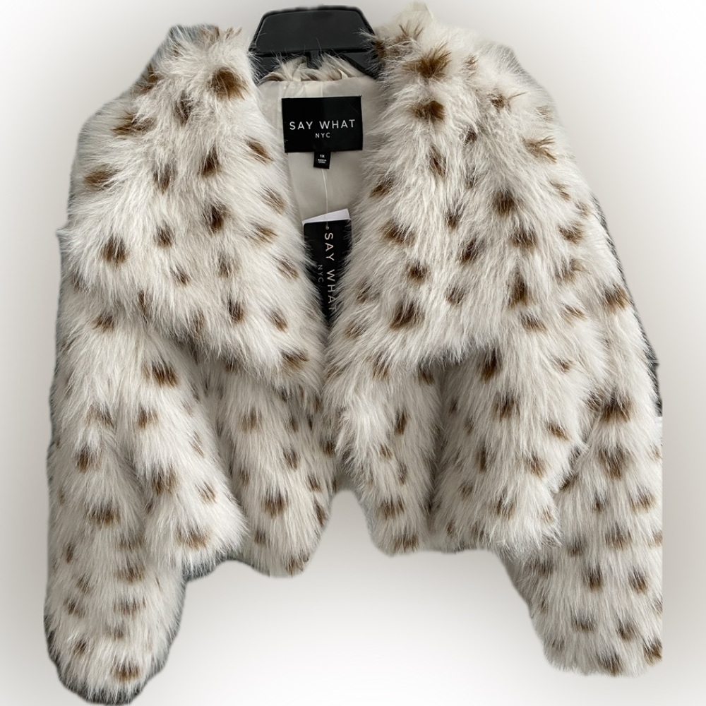 Steve Madden Faux Fur Sweater - White and Brown